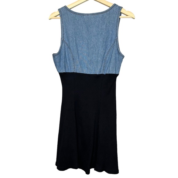 Vintage Jalate 90s Denim Ribbed Cotton Lace Up Dress - Picture 8 of 10